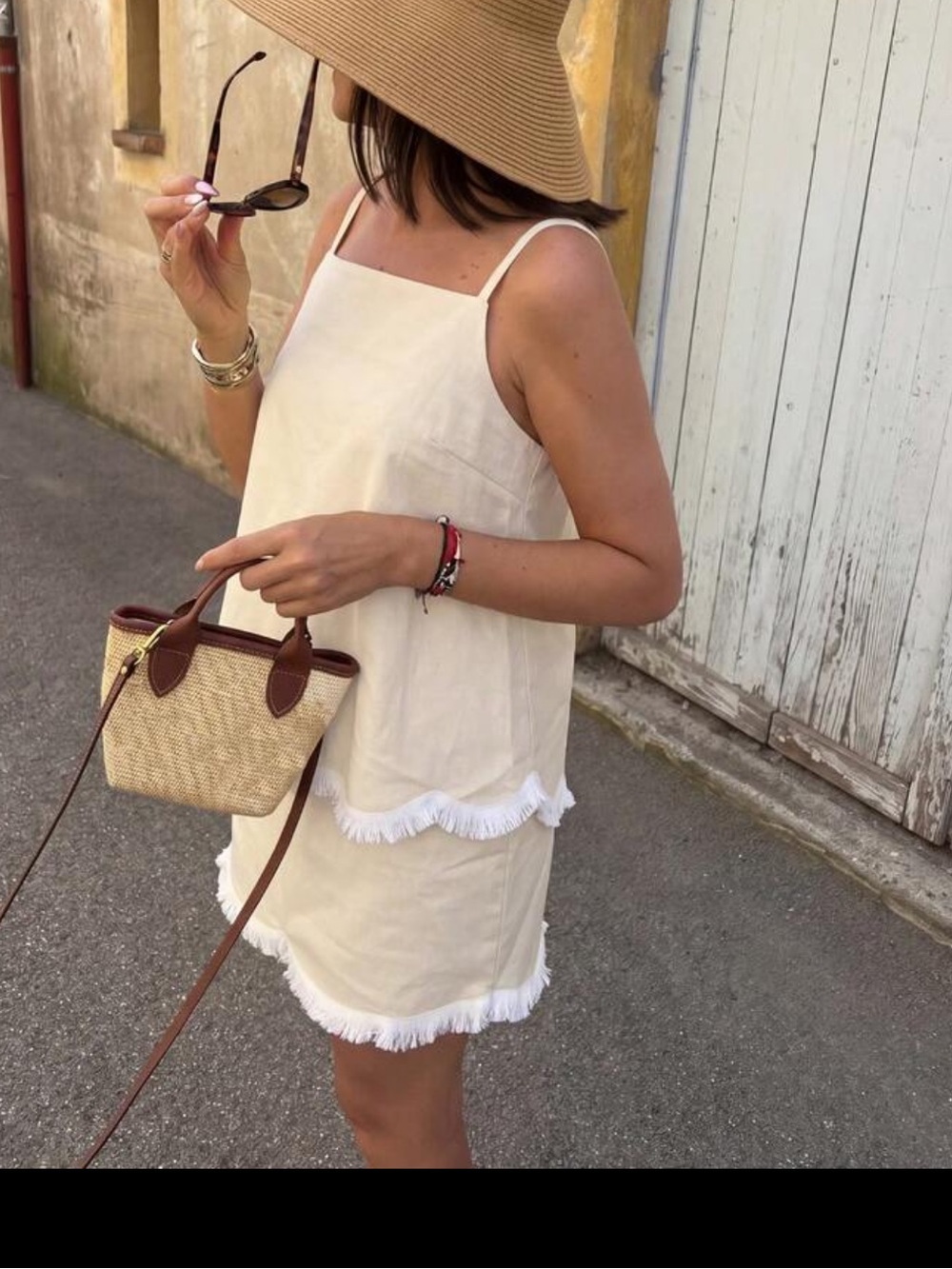 Cream Scalloped Layered Mini skirt & top